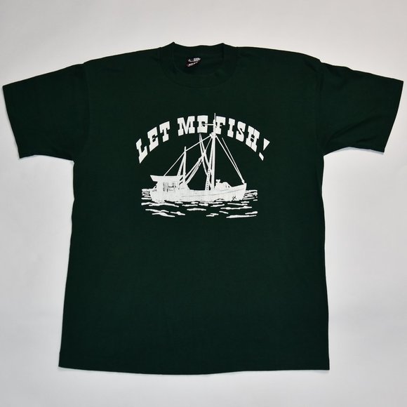 Vintage - "Let Me Fish!" Boat Tee - Picture 1 of 6